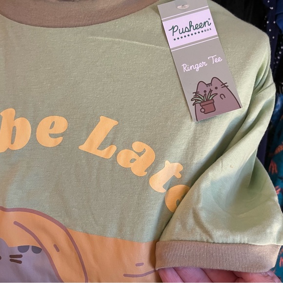Pusheen Maybe Later Ringer Tee NWT - Picture 3 of 6